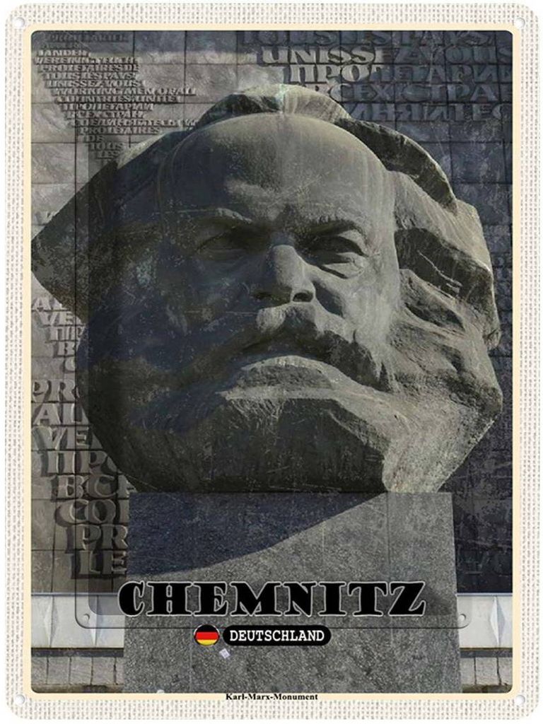 vianmo Blechschild 40x30 cm Chemnitz Karl-Marx-Monument Bildmotiv Reisemotiv Abenteuer Reisen Straße Stadt Urlaub