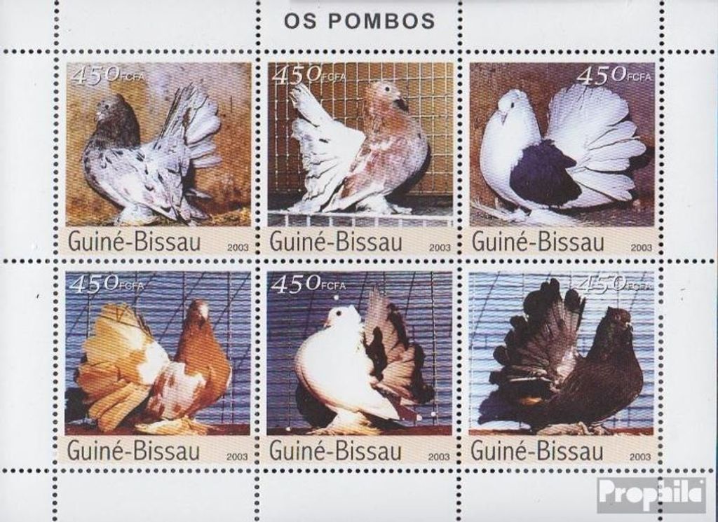 Briefmarken Guinea-Bissau 2003 Mi 2476-2481 Kleinbogen (kompl.Ausg.) postfrisch Rassetauben