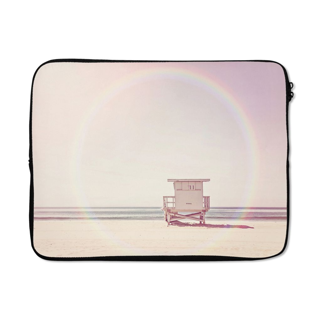 MuchoWow Laptop Hülle 17 Zoll Laptoptasche Strand - Hütte - Sonne - Meer - Sommer - Zipper - Schutzabdeckung