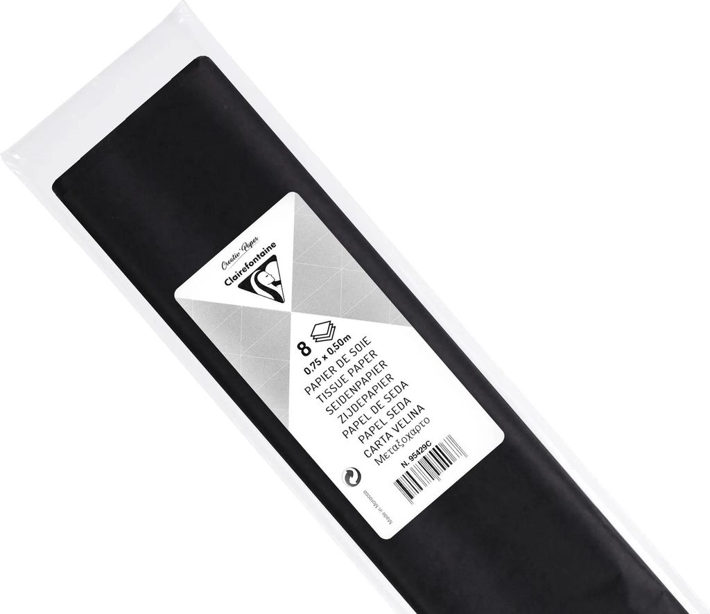 Clairefontaine 10x Seidenpapier, Pack. 8 Bogen 50x75cm - Schwarz 95429C