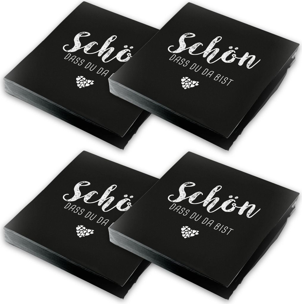itenga 80x Serviette Schön dass du da bist - SCHWARZ - Produktbild 