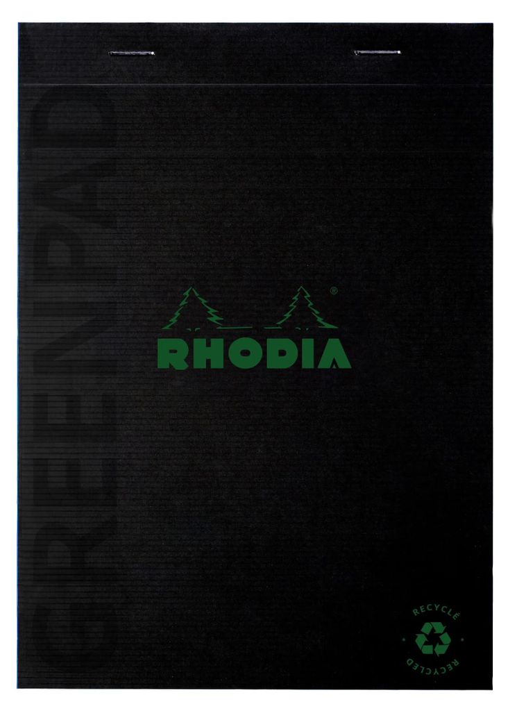 Rhodia 10x Block A5 Recyclingkarton 350 g/m2 Nr. 16, 70 Bl kariertSchwarz 16691C