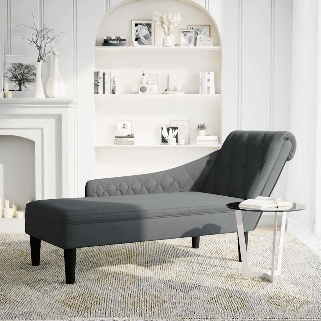Chaise longue de relaxation pour coin lecture avec accoudoir droit gris foncé
