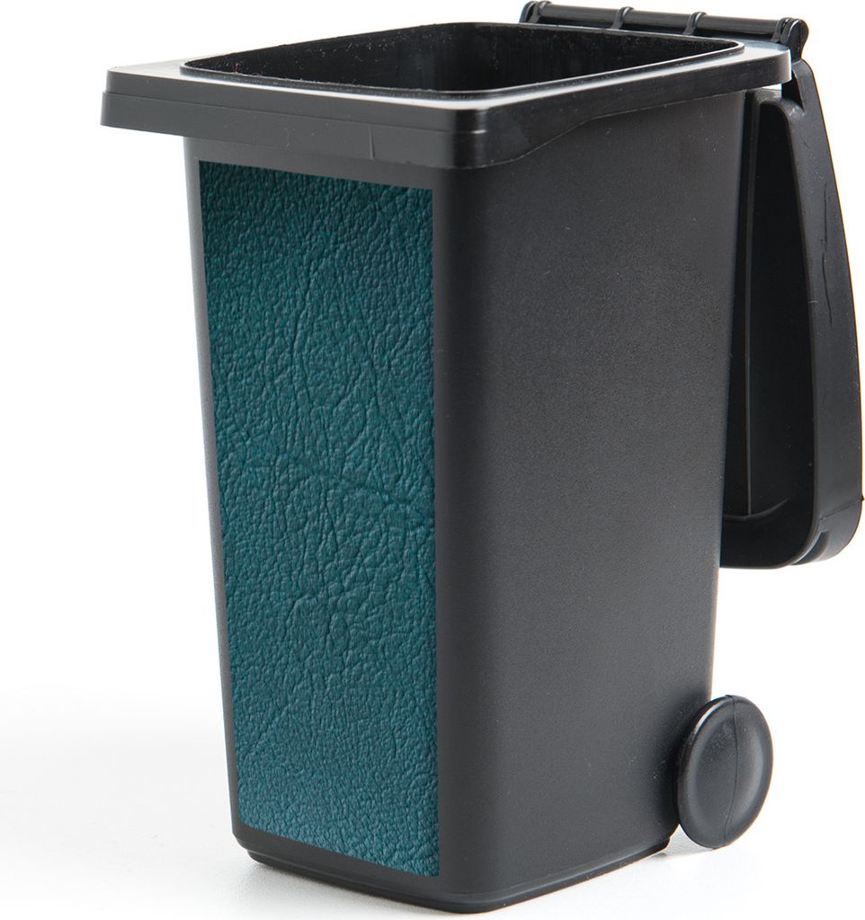 MuchoWow Mülltonnenaufkleber Leder - Lederoptik - Grün - Blau 38x80 cm - Behälteraufkleber - Mülleimer-Aufkleber - Container-Aufkleber