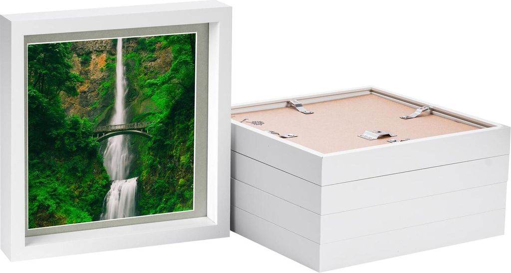 5x weiß 10 "x 10" 3D Box Fotorahmen mit grau 8 "x 8" montieren - stehend hängend handwerk schattenbild display - von nicola frühling