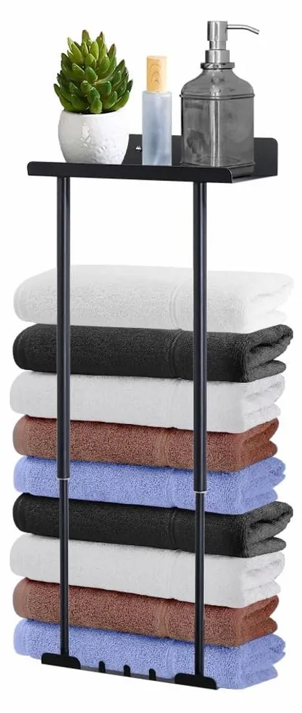 Porte-serviettes noir extensible 41-75cm sans perçage avec crochets