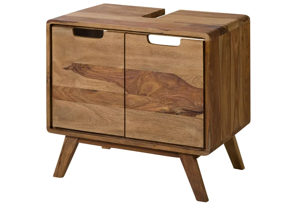 Meuble sous vasque en Sheesham massif sablé MALMÖ 2 design 60x40cm