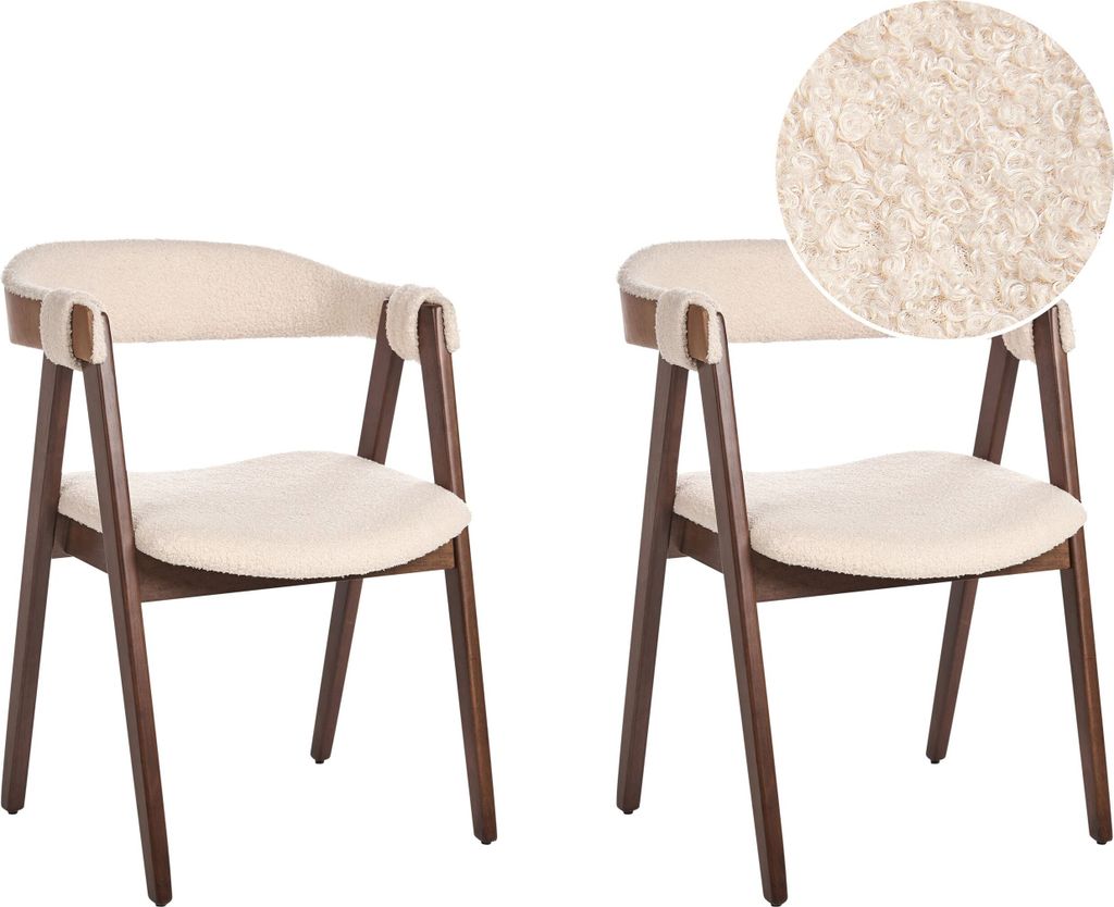 BELIANI Esszimmerstuhl 2er Set Beige Bouclé Gepolstert mit Produktbild 