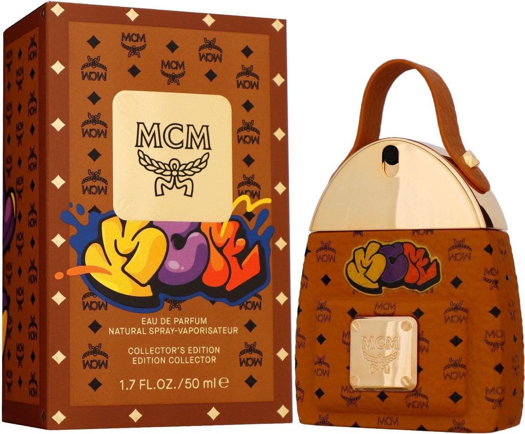 A perfume bottle and its packaging are displayed.