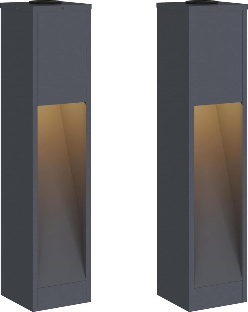 Solar LED Wegeleuchte 2 pcs Anthrazit Kalt gewalzter Stahl