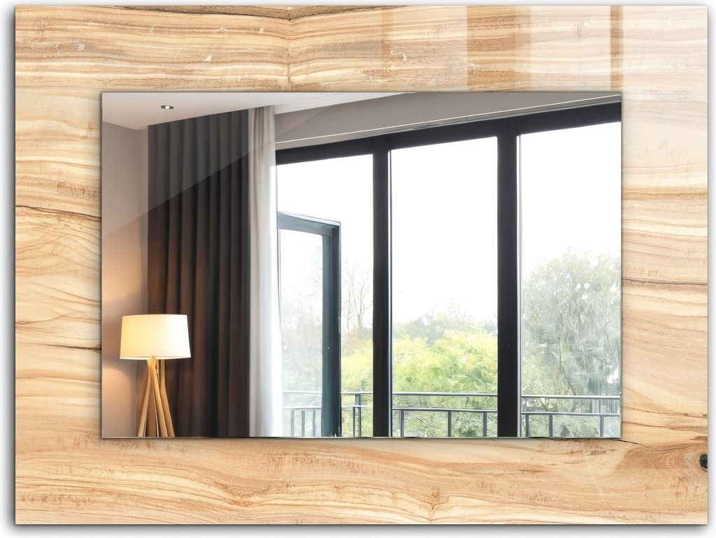 Bedruckter Spiegel - Wandspiegel - Dekorativer - Modern - 80x60 cm - Holzmaserung