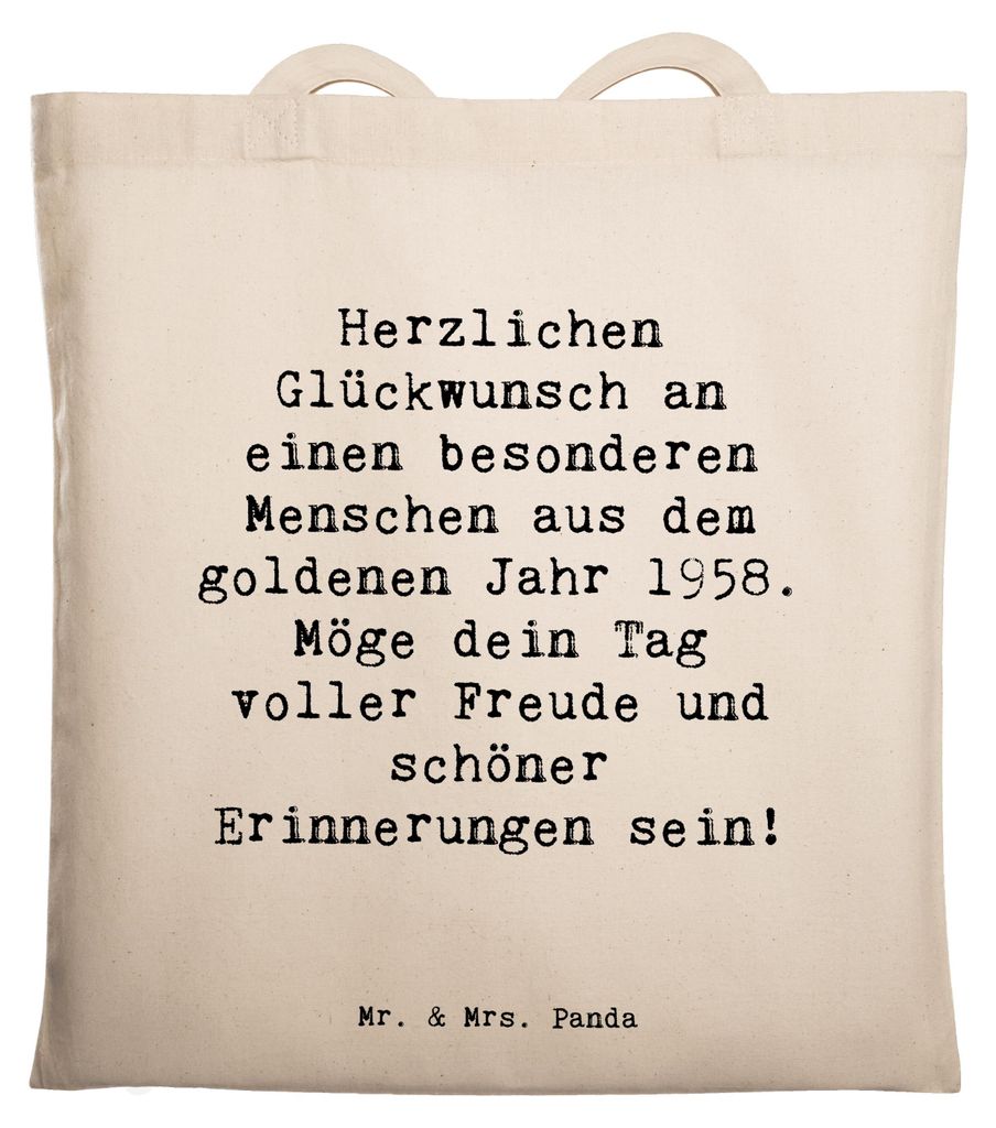 Mr. & Mrs. Panda Jutebeutel Spruch 1958 Geburtstag - Weiß - Geschenk, Freude, Schultasche, Jahrgang, Happy Birthday, Tote Bag, Geburtsjahr, liebe ...
