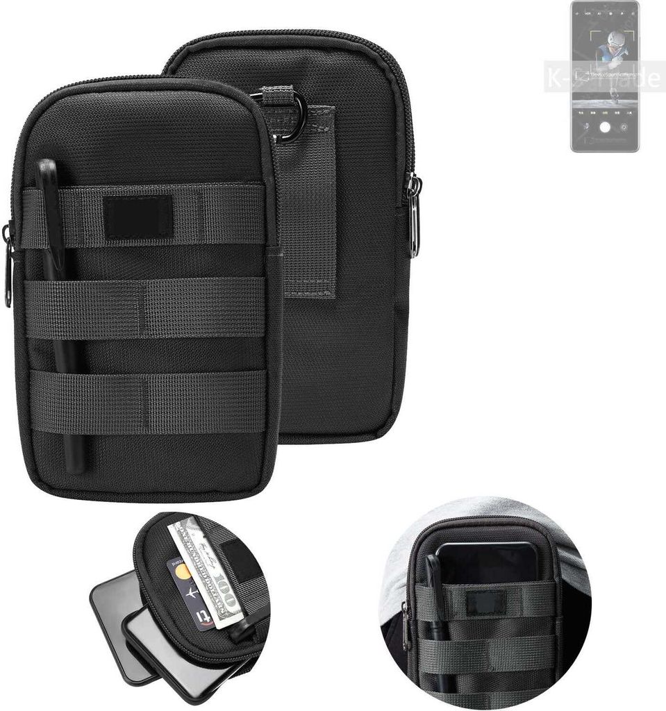 K-S-Trade Holster Gürtel Tasche kompatibel mit Xiaomi 12 Pro Dimensity Handy Tasche Schutz Hülle dunkel-grau viele Fächer, 1x