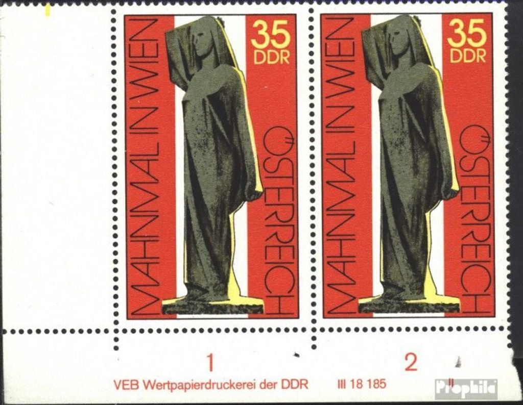Briefmarken DDR 1975 Mi 2093DV mit Druckvermerk (kompl.Ausg.) postfrisch Mahnmal