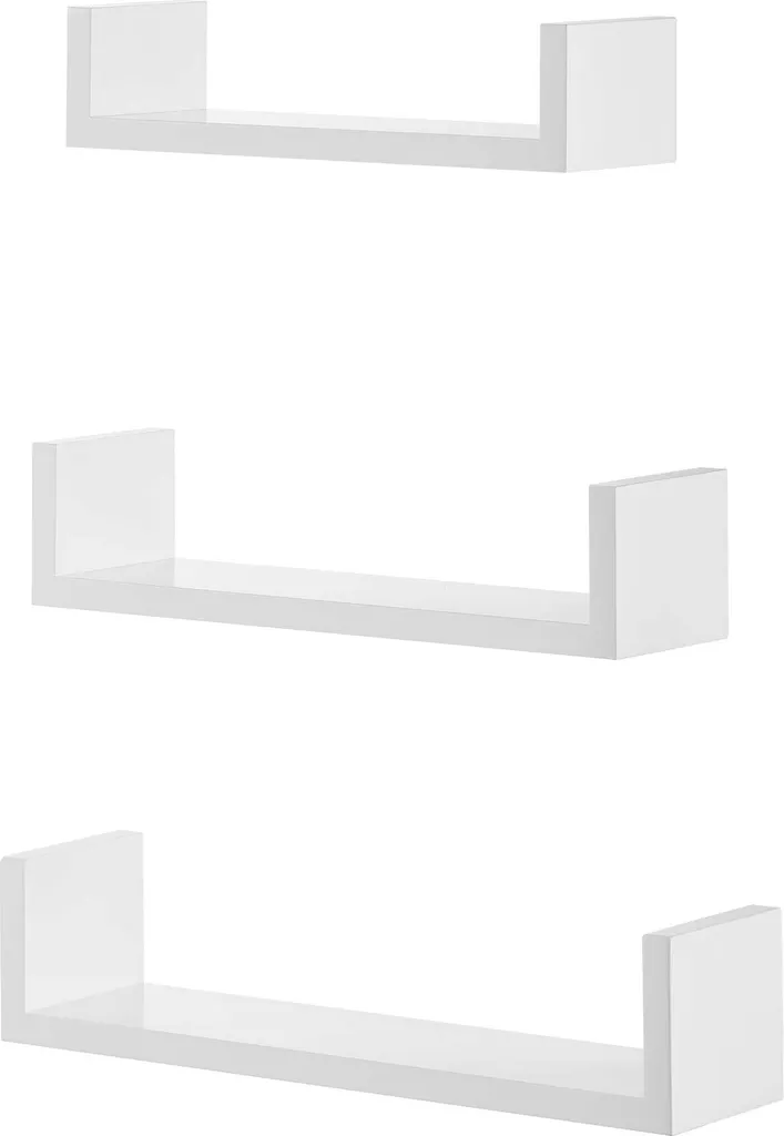 Lot de 3 étagères LWS40WT robustes avec rebords anti-chute coloris blanc