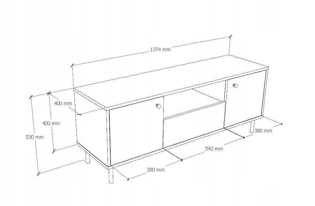 Banc TV beige 137cm pour salon - Meuble de rangement multimédia