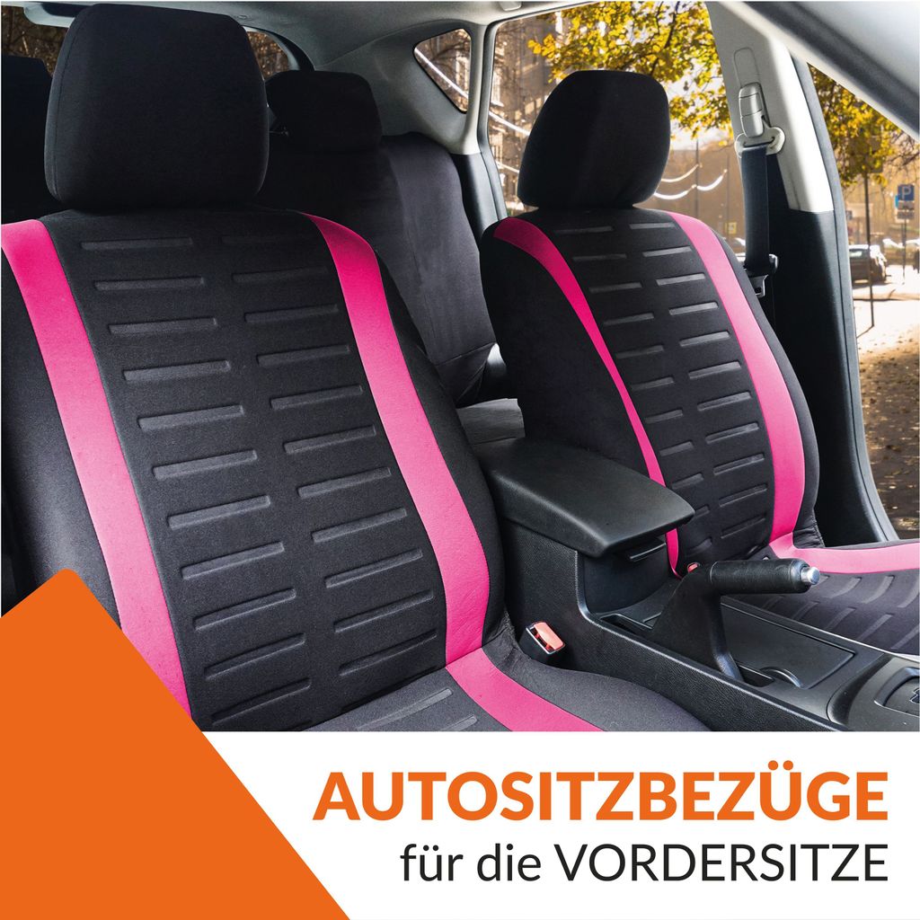 Upgrade4cars Auto-Sitzbezüge Vordersitze Pink Schwarz Auto-Schonbezüge Set Universal Rosa Auto-Zubehör Innenraum 