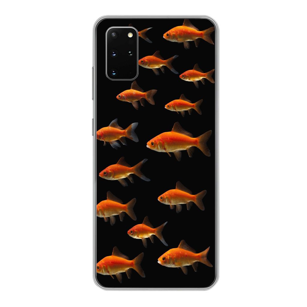 MuchoWow Handyhülle Schutzhülle Hülle für Samsung Galaxy S20 Plus Goldfisch - Tiere - Schwarz Silikon Softcase Handy Hülle - Hartschale