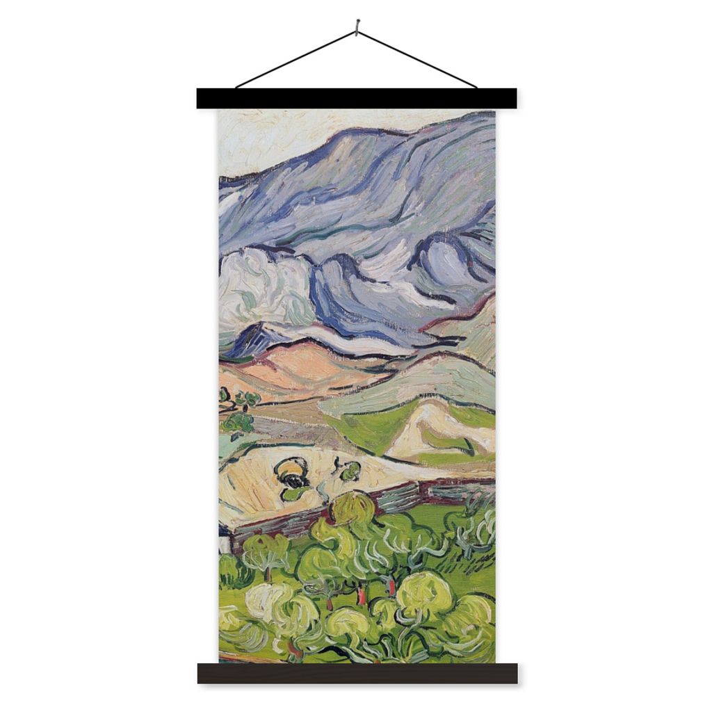 MuchoWow Textilposter Die Alpen - Vincent van Gogh 60x120 cm mit schwarzem Rahmen - Magnete