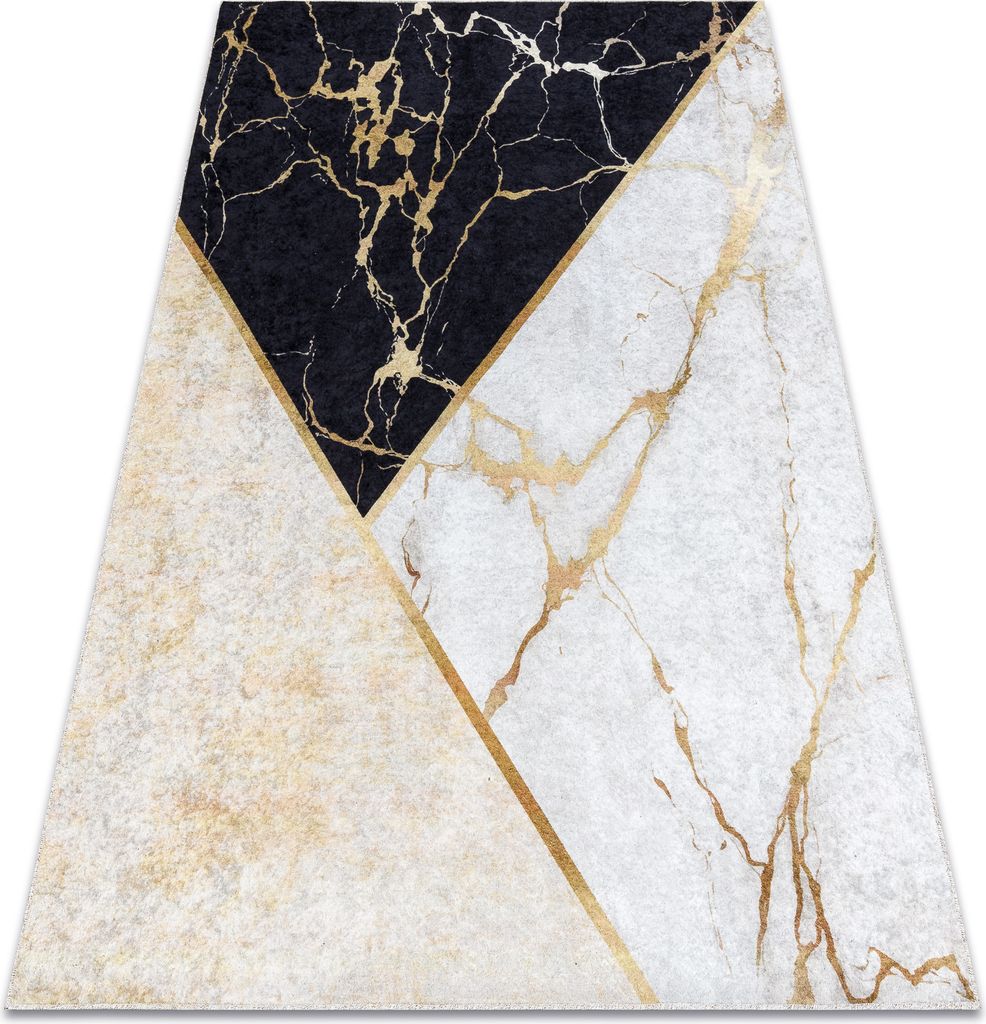 MIRO 52103.801 Waschteppich Marmor, geometrisch Anti-Rutsch - gold Gelb 120x170 cm