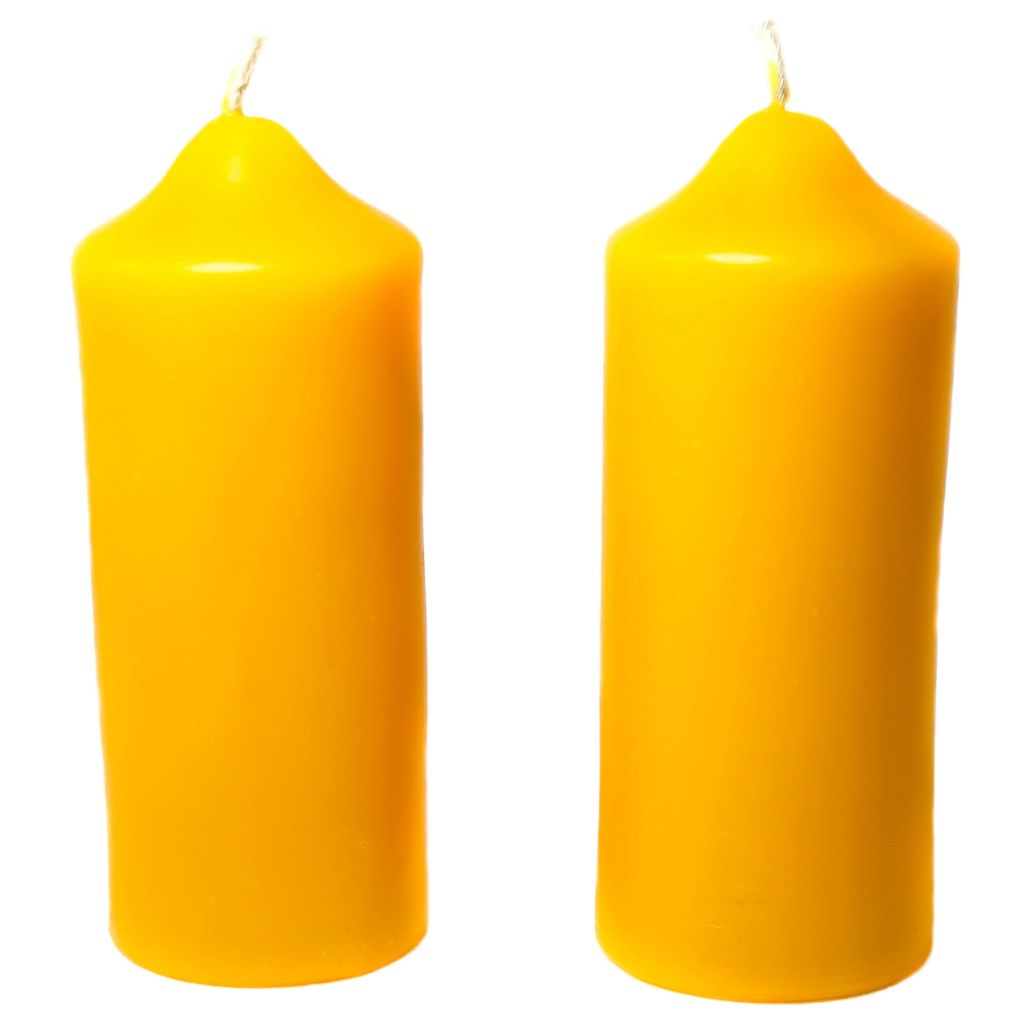 Stumpen Kerzen 2 Stück aus 100% reinem Bienenwachs – handgefertigte Stumpenkerze ca. 5x12 cm, Naturra Adventskranz-Kerzen mind. 16h Brenndauer.