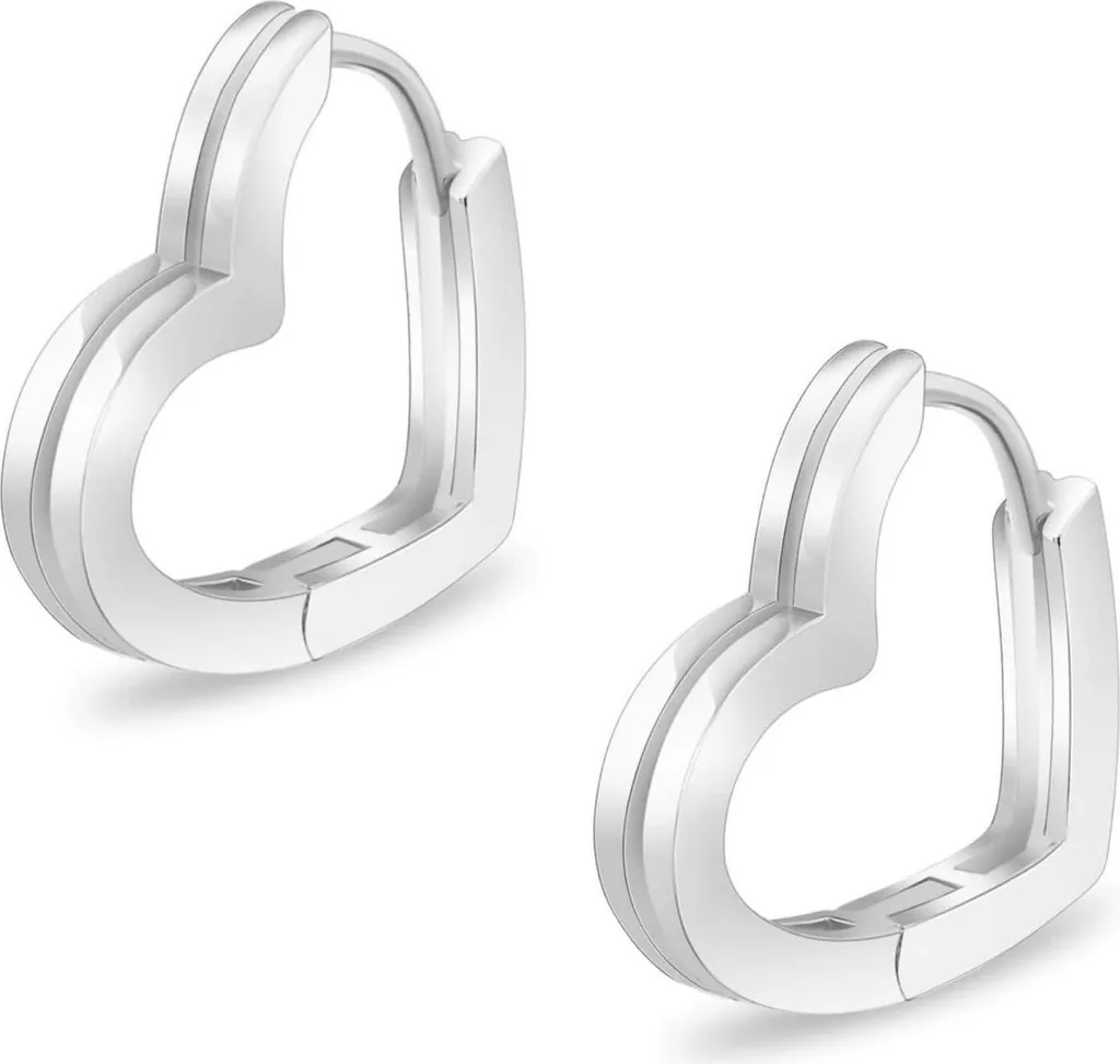 Orecchini Cerchio 15mm Cuore Argento 925 Moissanite Minimal