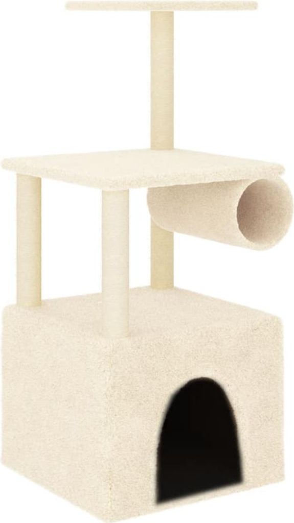 vidaXL Kratzbaum mit Sisal-Kratzsäulen Creme 109,5 cm