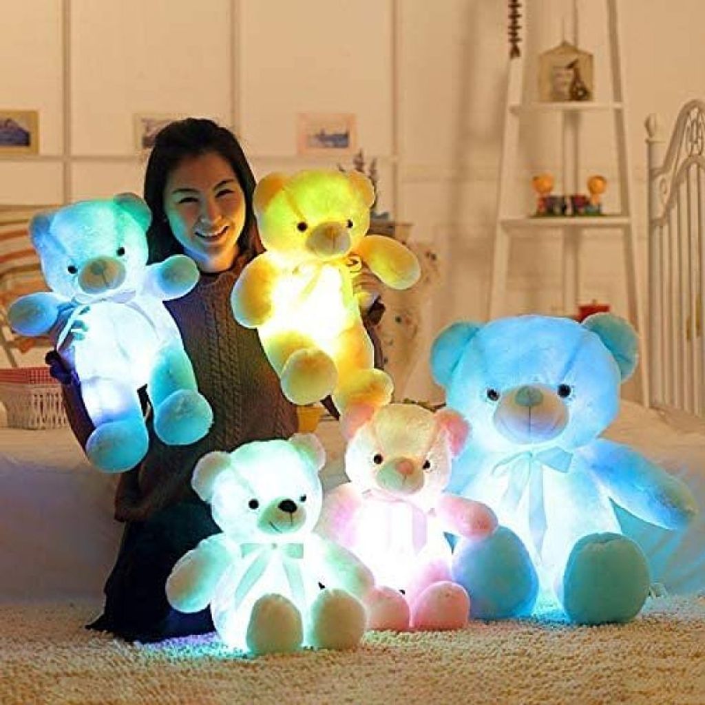Weiche Plüschpuppe, Glow Bear Stofftier Puppe LED buntes Nachtlicht Plüschtier Soft Floppy Geburtstagsfestivals Geschenk für Kinder