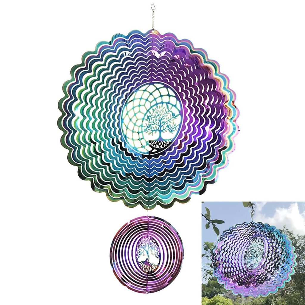 Edelstahl Windspiel 3D Hängende Wind Spinner 25cm Leicht Drehendes Kinetic Windmobile Fenster- und Garten-Dekoration