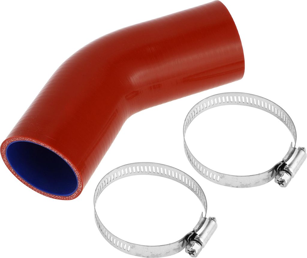 1 Satz 54mm/2,13" ID 102mm/4,02" Länge 45° Rot Blau Auto Silikonschlauch mit Schellen Kühlmittelschlauch Universal