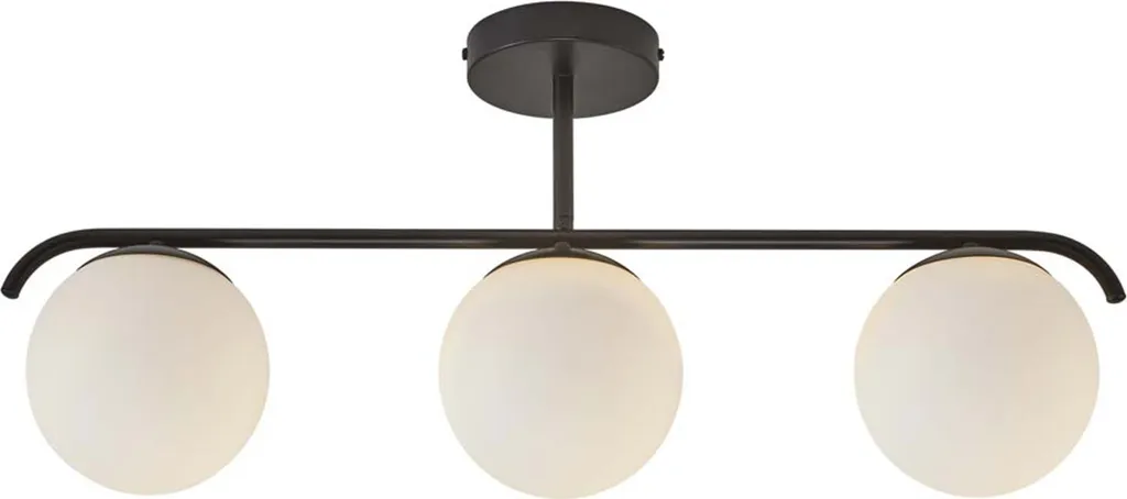 Lampada Sospensione Nordlux Grant Nero - 3 Luci Vetro Opale Design