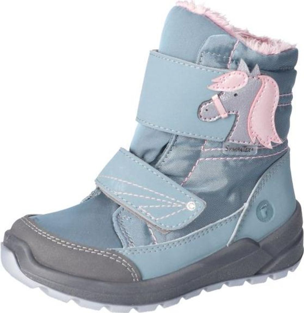RICOSTA Boots GAREI Wetterfest durch den Winter HighTech/Textil Klettverschluss Warmfutter Mädchen arctic Hellblau/Rosa Pferd Größe 29