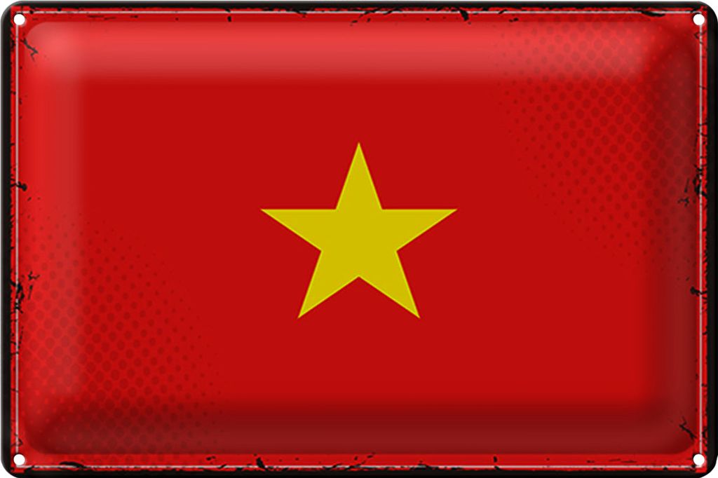 Blechschild Flagge Vietnam 40x30cm Retro Flag of Vietnam