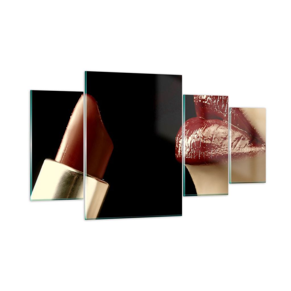 Bilder auf glas - Frau rote Lippen Lippenstift Gesicht - 160x90cm - Glasbilder - Wandbilder - Kunstdruck - Wanddekoration aus Glas - Glas Bilder - ...