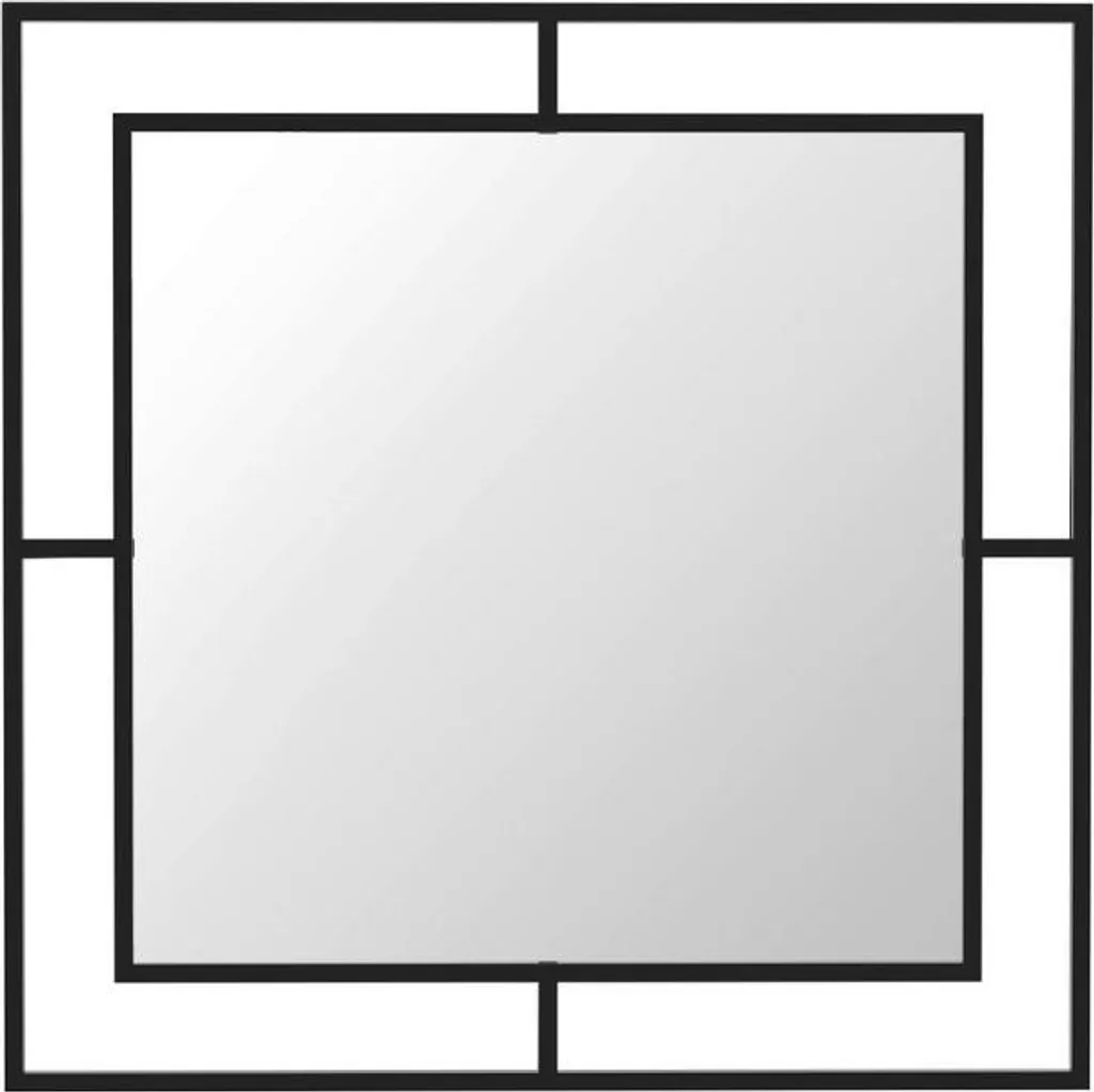 Specchio Corner Metallo Nero Doppia Cornice 58cm | Eleganza Interni