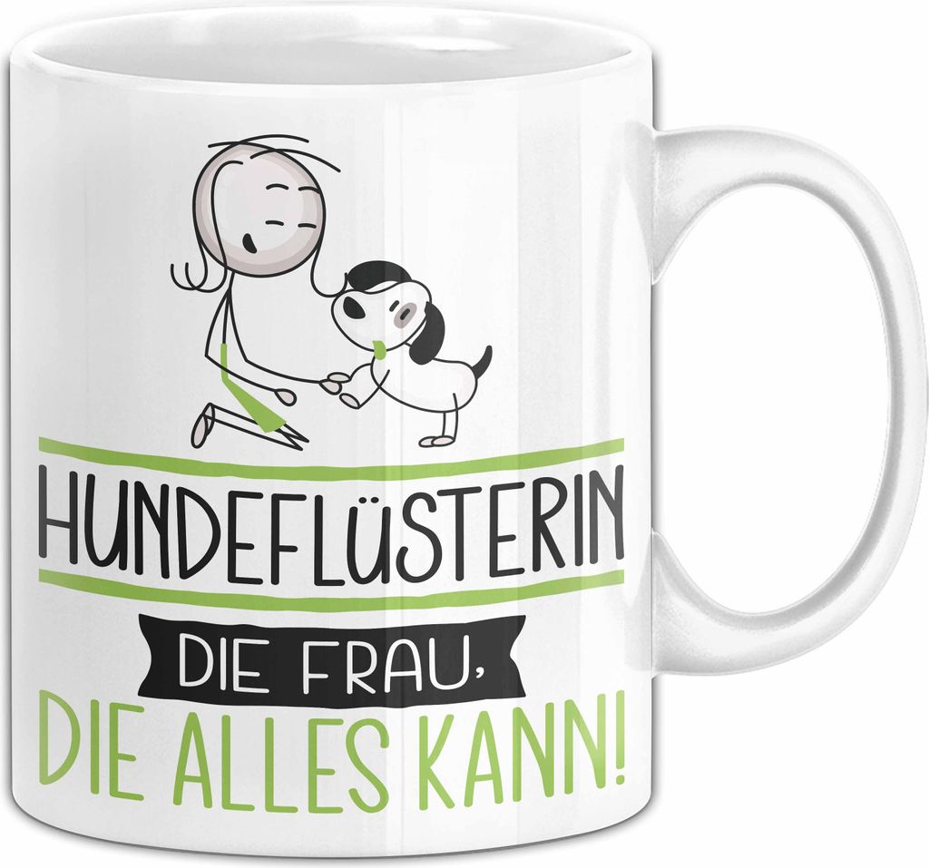 Hundeflüsterin Geschenk Tasse Becher Die Frau Die Allen Kann Geschenkidee für eine Hundeflüsterin Lustig (Weiß)