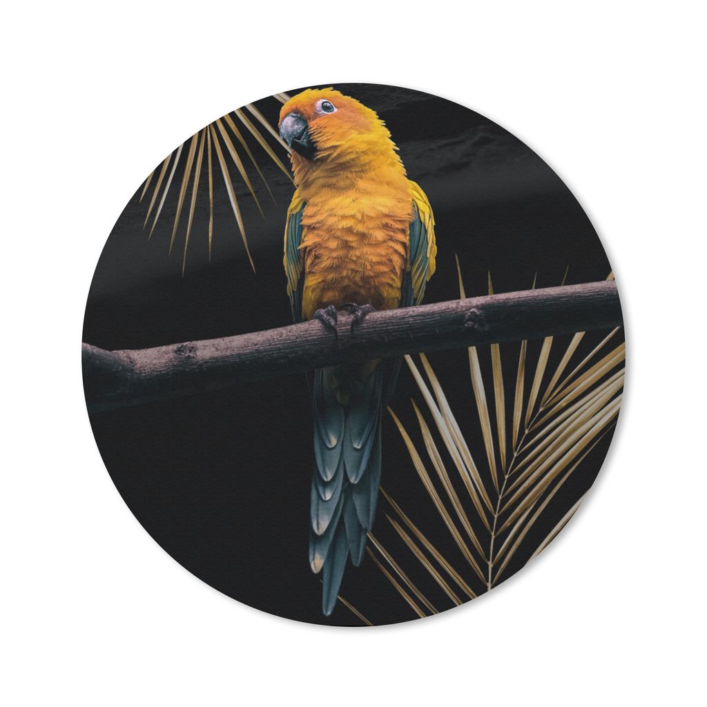 MuchoWow Mauspad Mousepad Vogel - Papagei - Zweig - Farn 30x30 cm - Mousepads - Maus Mat - Pad - Mausunterlage - Tischunterlage - Schreibtischmatten