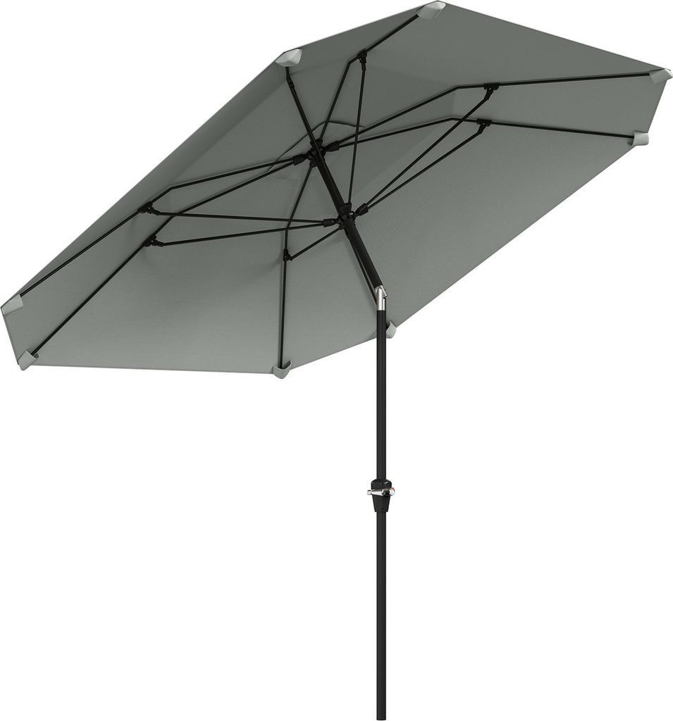 Fortuna Lai Sonnenschirm Ø233 cm, Sonnenschirm mit Knickfunktion, achteckig Balkonschirm Strandschirm windfest stabil Marktschirm Kurbelschirm Son...