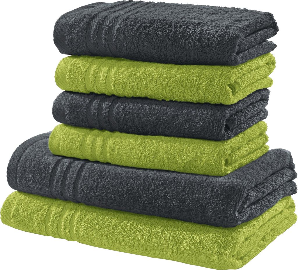 REDBEST Frottier-Set 2-farbig 6-tlg. hellgrün-anthrazit OneSize