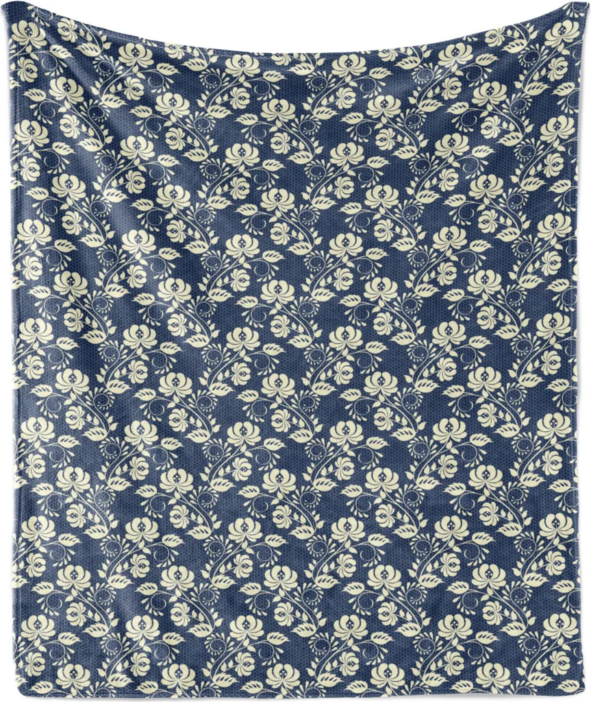 Coperta Pile ABAKUHAUS 175x230 cm - Morbido Plaid Vittoriano Blu Notte