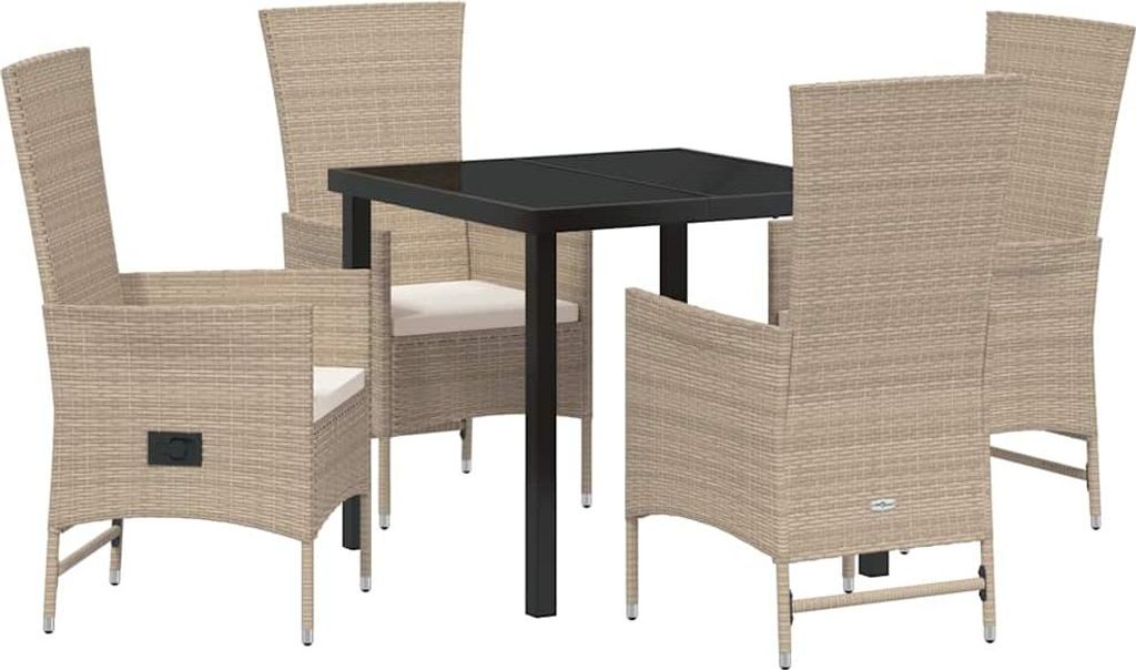 Garten Essgruppe mit Kissen 5 pcs Beige Poly-Rattan