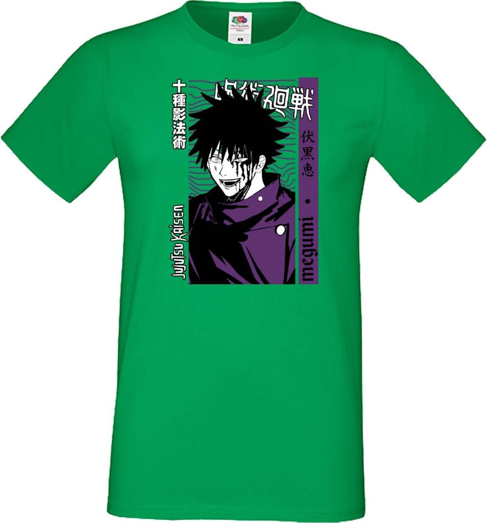 Herren T-Shirt Japan Manga Animation Comics Jujutsu Anime Manga Kaisen Megumi Fushiguro Var-046 Megumi Fushiguro, Man L / Grün