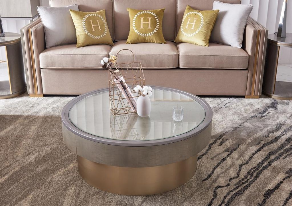 Runder Design Couchtisch Glas Rundtisch Beistell Tische Runde Sofa Luxus Tisch