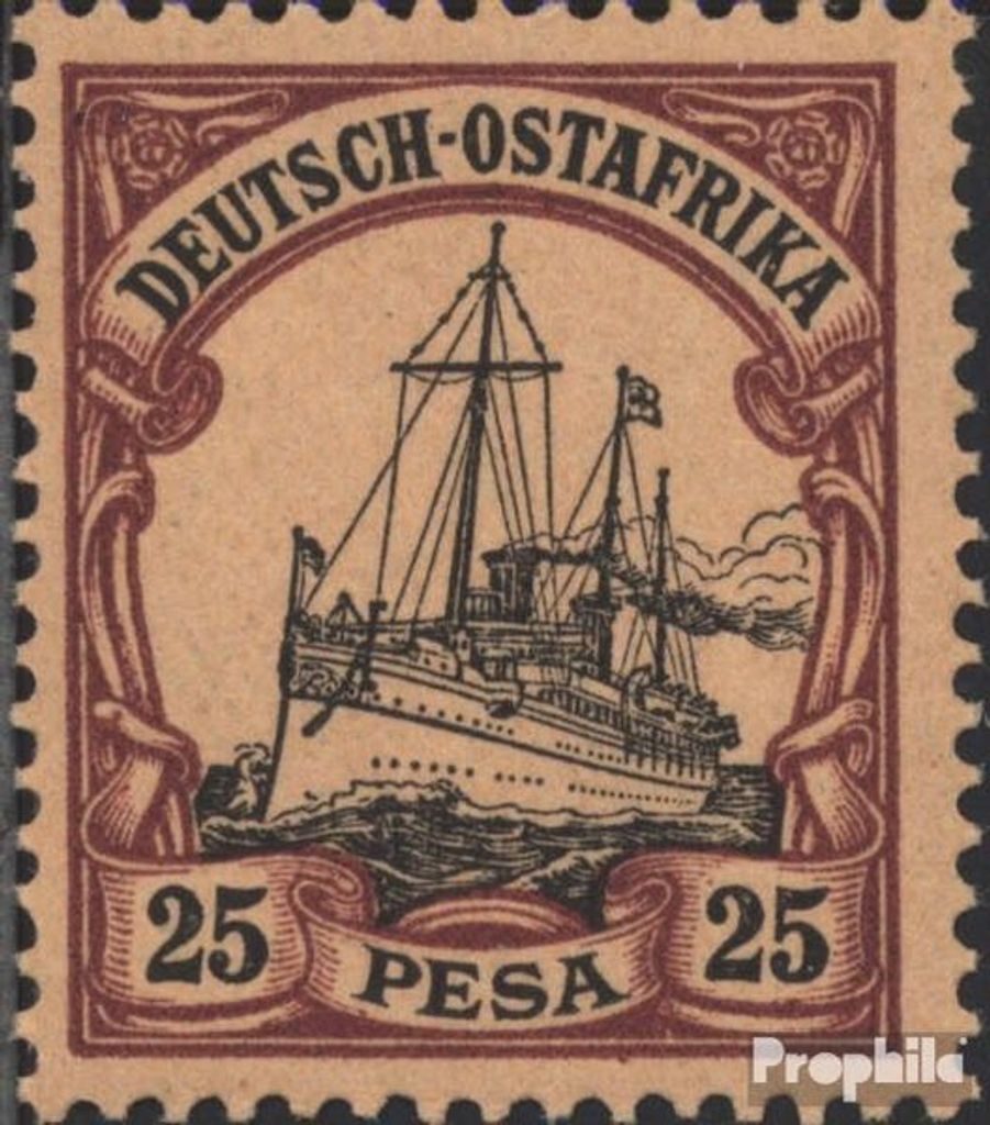 Briefmarken Deutsch-Ostafrika 1901 Mi 17 mit Falz Schiff Kaiseryacht Hohenzollern