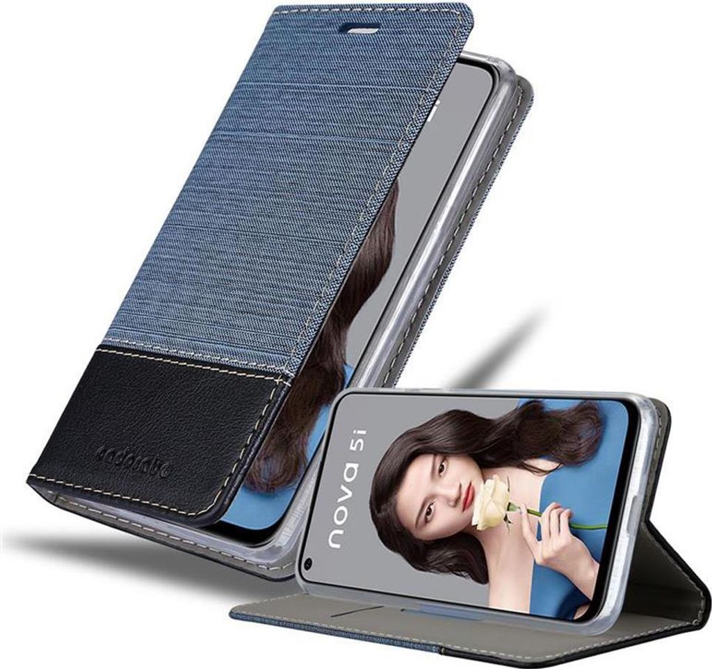 Cadorabo Hülle für Huawei NOVA 5i / P20 LITE 2019 Schutzhülle in Blau Handy Hülle Etui Book Case Cover