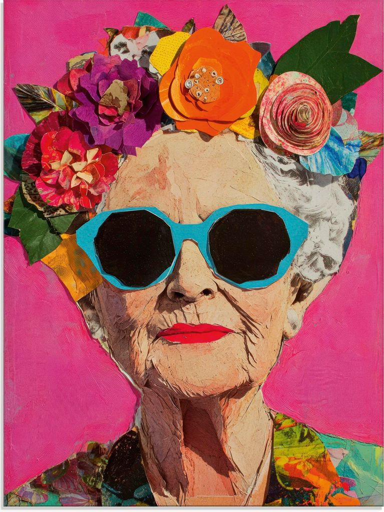 ARTland Glasbild Wild und fabelhaft, Frau mit Blumenkranz Größe: 45x60 cm