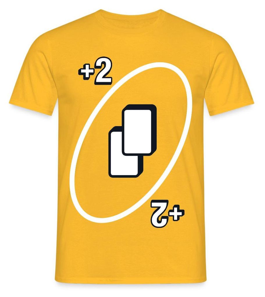 Spreadshirt UNO Karten Kostüm +2 Zwei-Ziehen-Karte Männer T-Shirt, 4XL, Gelb
