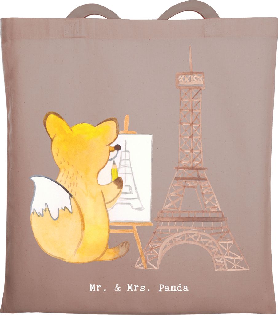 Mr. & Mrs. Panda Uni Tasche Fuchs Urban sketching - Braun Pastell - Geschenk, Zeichnen, Shopping, Künstler, Schultasche, Baumwolltasche, Tote Bag,...