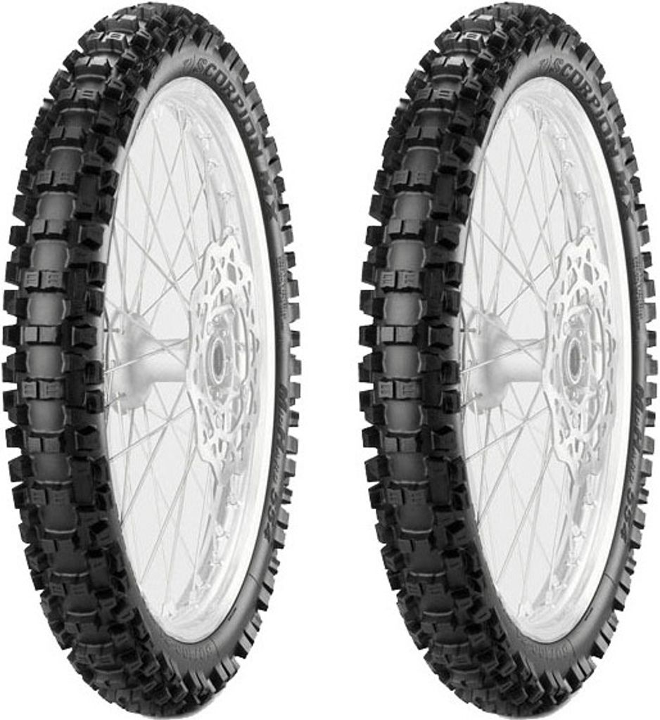 Paar Motorradreifen Pirelli 90/100-21 57M + 100/90-19 57M Scorpion Mx32 Mid Hard