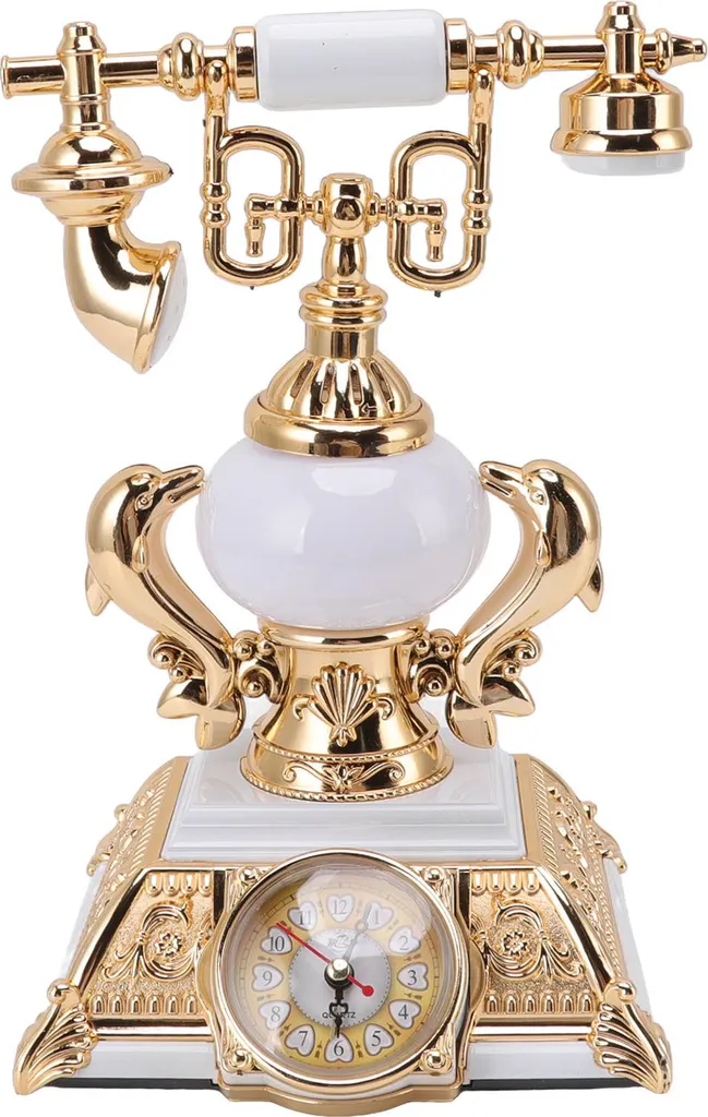 Téléphone vintage décoratif avec horloge intégrée et montage facile
